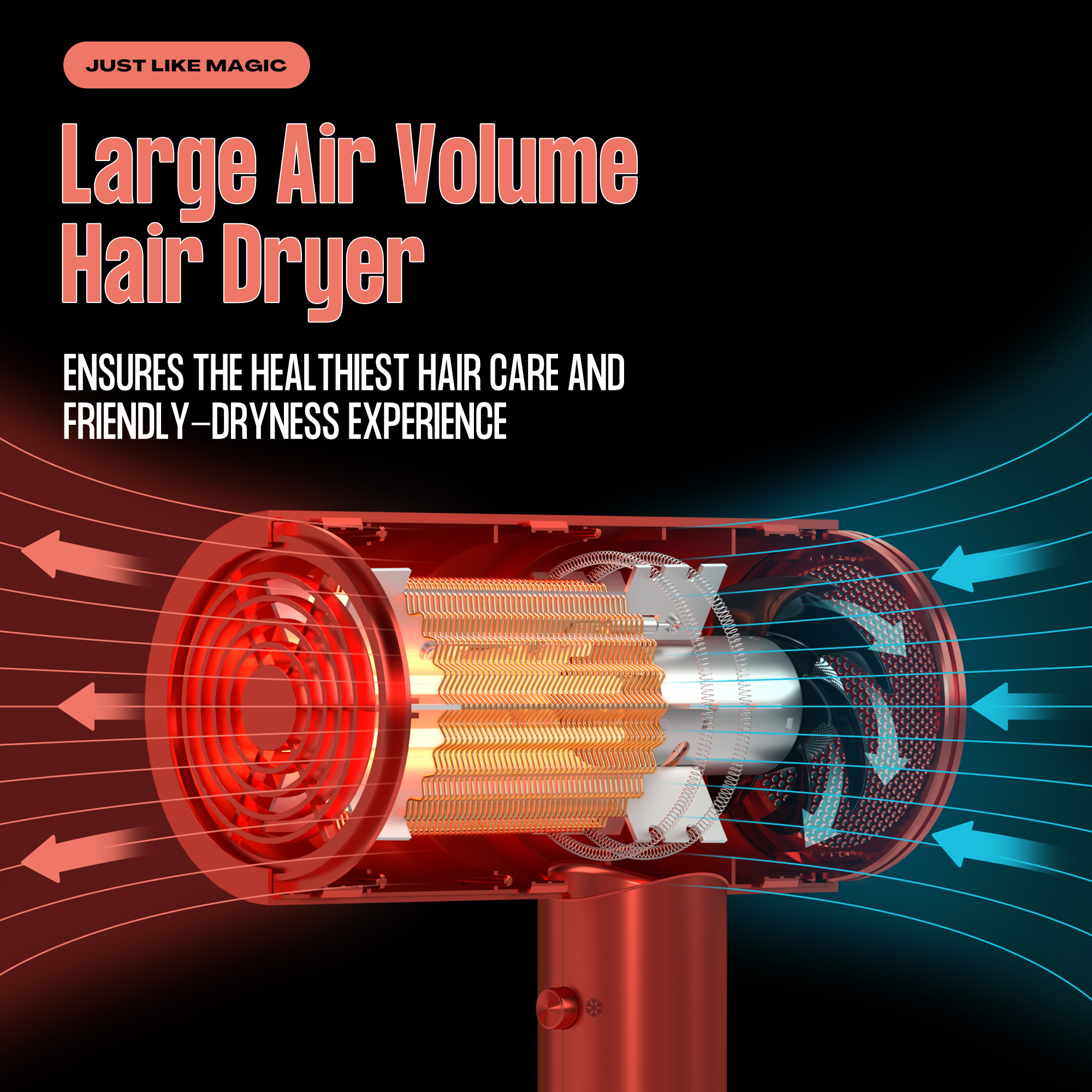 Superemo Hair Dryer 1800W Professional Fast Dry Hair Dryer (Coral Rose) - Image 5