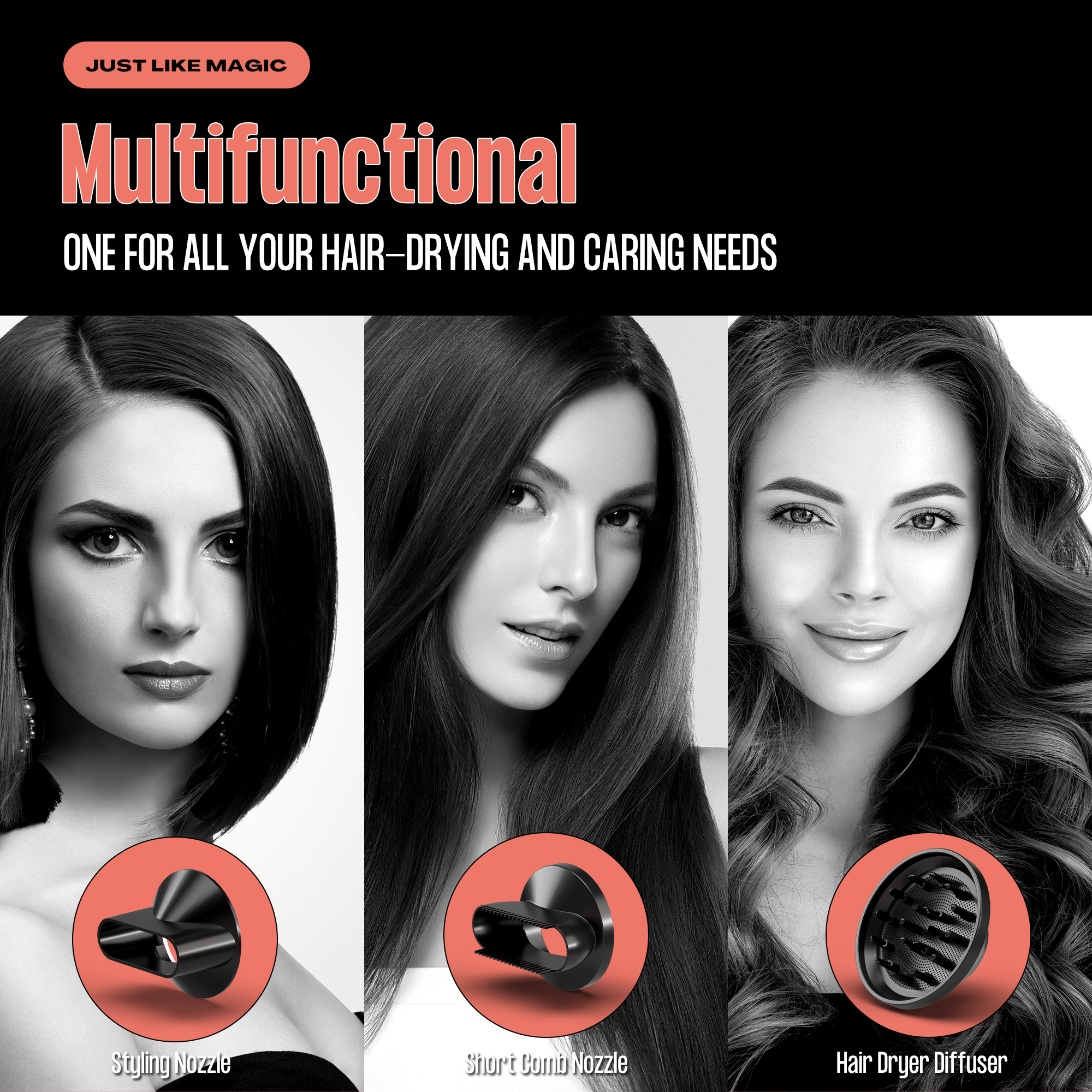 Superemo Hair Dryer 1800W Professional Fast Dry Hair Dryer (Coral Rose) - Image 7